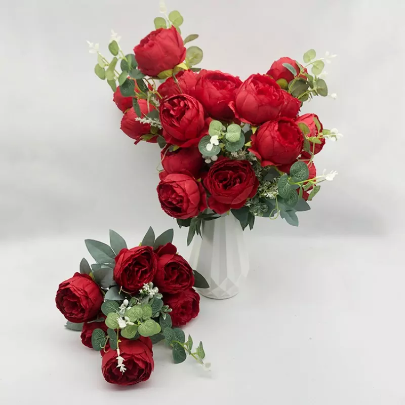 Silkblommor Faux Peony Bouquet